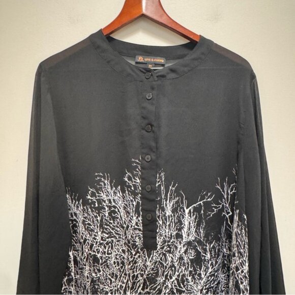 Addition Elle Love and Legend Black  White Sheer Tunic Top Size 22 - Picture 4 of 10